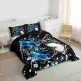 thumbnail image 3 of Homewish Drum Guitar Bedding Comforter Set for Men, Black Blue Watercolor Twin Comforter Sets, Rock and Roll Music Reversible Bedding Set, Super Cozy Room Decor, 2-Piece, 3 of 8