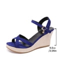 thumbnail image 6 of Blue Women'S Versatile Round Toe Open Toe Wedge Sandals One-Strap Cushioned, 6 of 9
