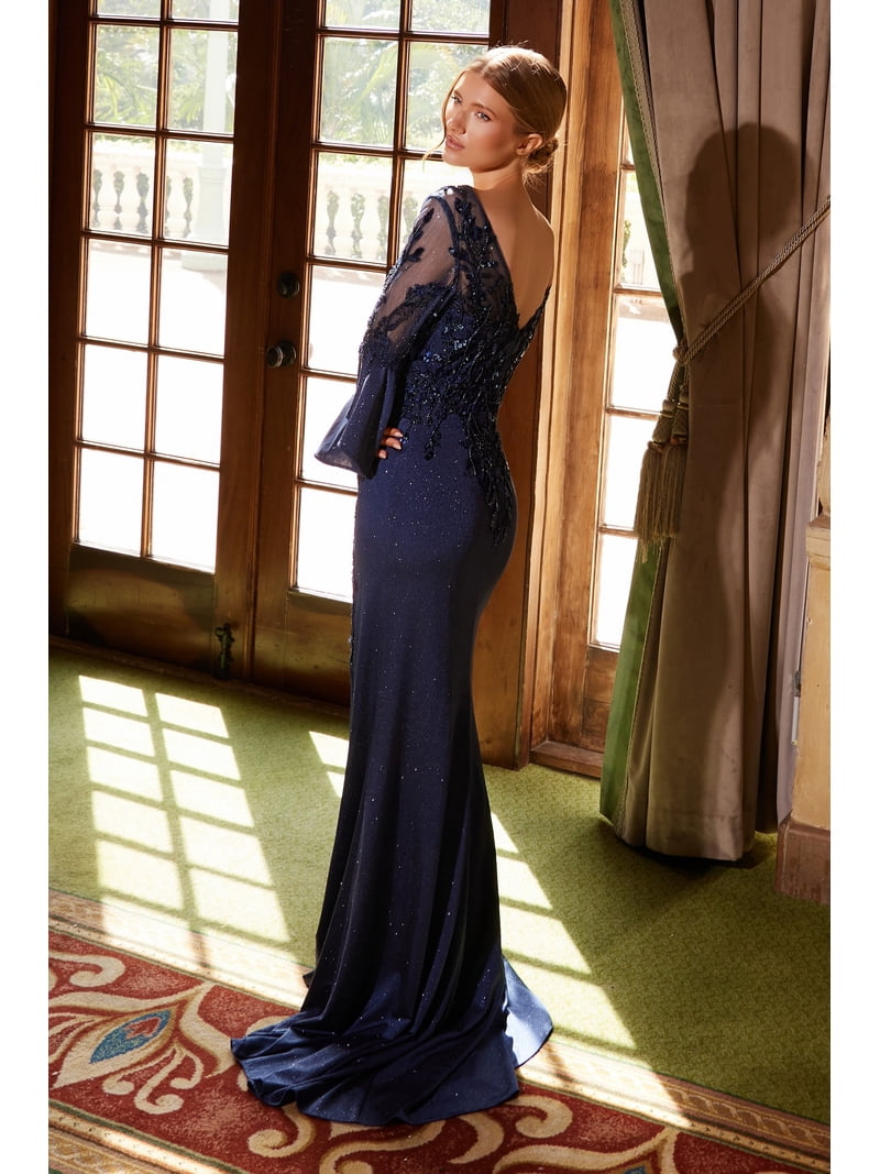 Women's Nox Anabel Elegant Mother of Bride Dress Appliqué Bell Sleeve Slit Evening  Gown Sage Green Size 16W