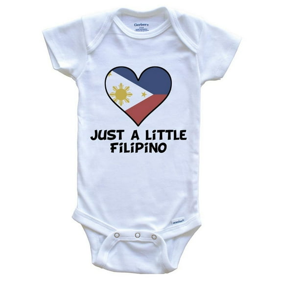 Just A Little Filipino Baby Bodysuit - Funny Philippines Flag Baby Bodysuit, 0-3 Months White