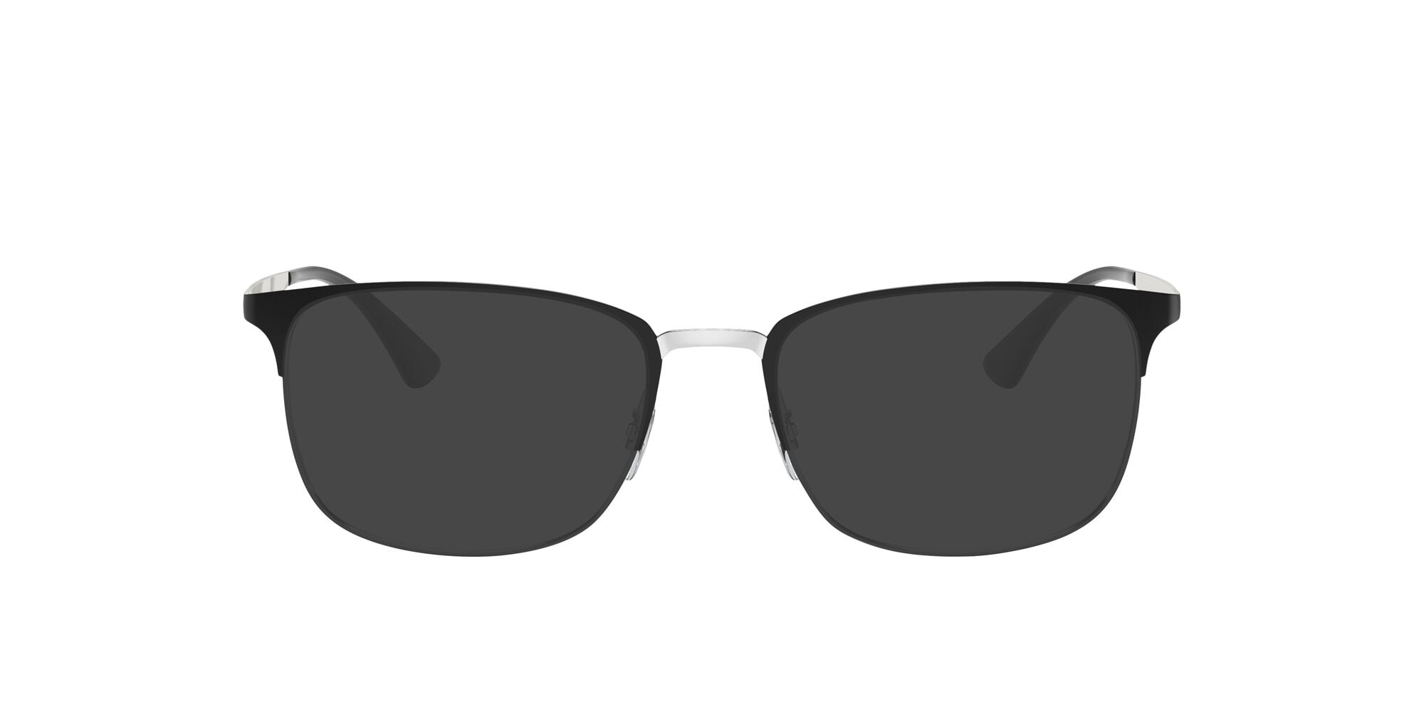 Ray-Ban Unisex Size 54 Semi-Rimless Prescription Eyeglasses with Case, Matte Black on Silver/Demo Lens