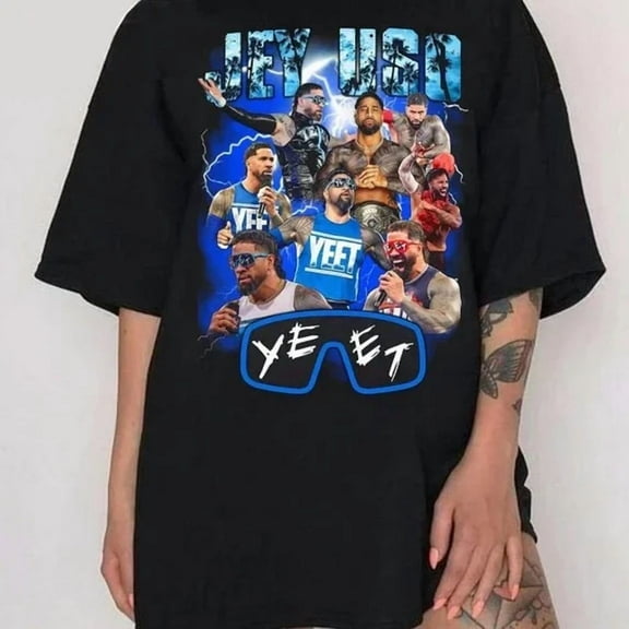 Wrestling Jey Uso WWE Big Face Yeet Black T-Shirt