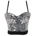 thumbnail image 4 of Traje de baile de celebridades con estilo de eslinga dorada, chaleco con lentejuelas de vidrio y cuentas que envuelve el pecho de las mujeres, 4 of 4