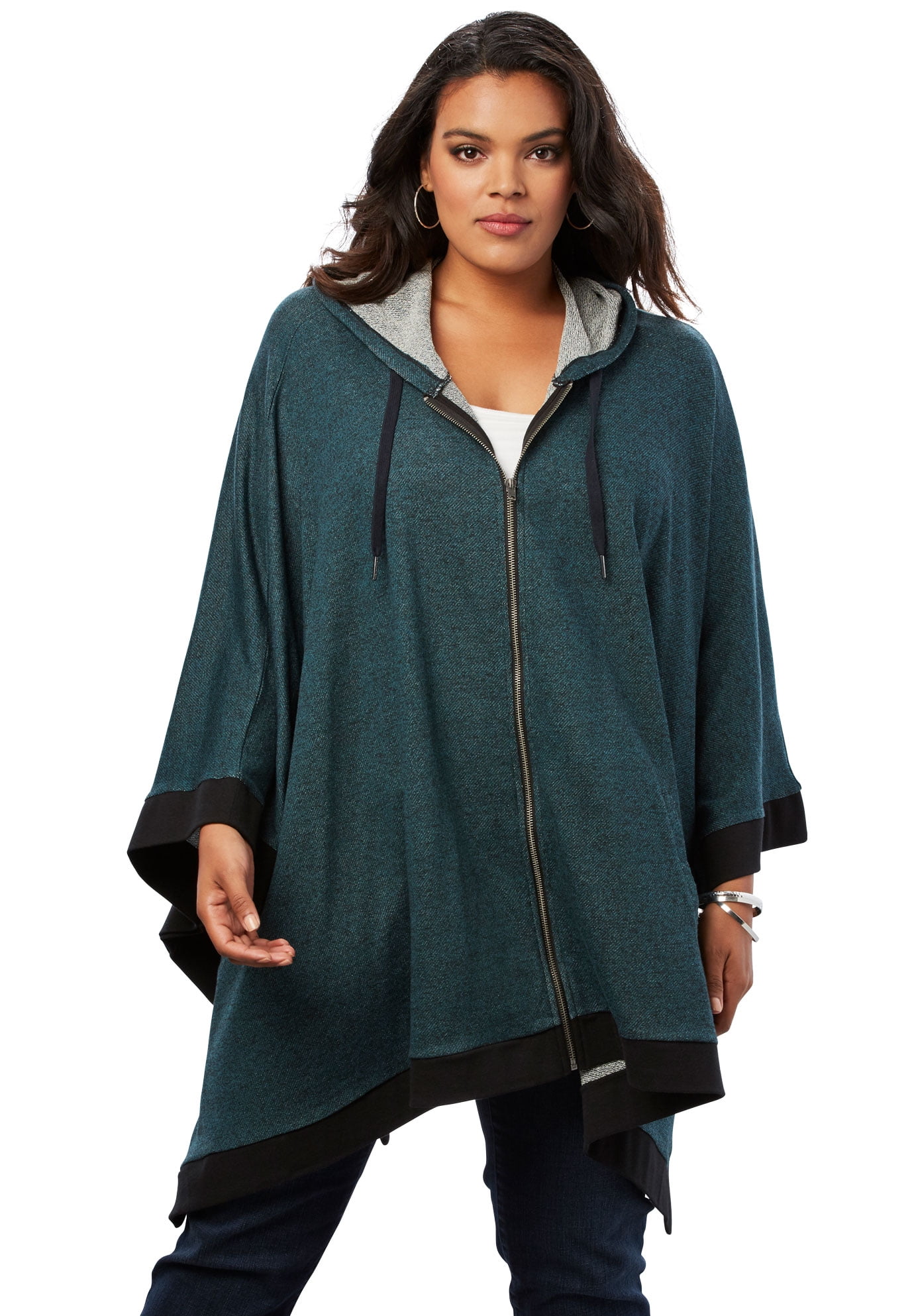 Hooded Zip Poncho Hoodie - Walmart 