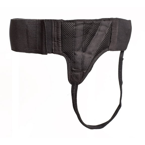 AT Surgical Left Hernia Support Truss, Slim Black Adjustable Straps or Belt with Compression Pads - Left Side, Size XL