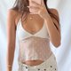 thumbnail image 3 of Camisoles Tirantes pequeños de punto con cuello en V y costuras de malla sexy Y2K Ygjytge para Mujer Blanco T S, 3 of 6