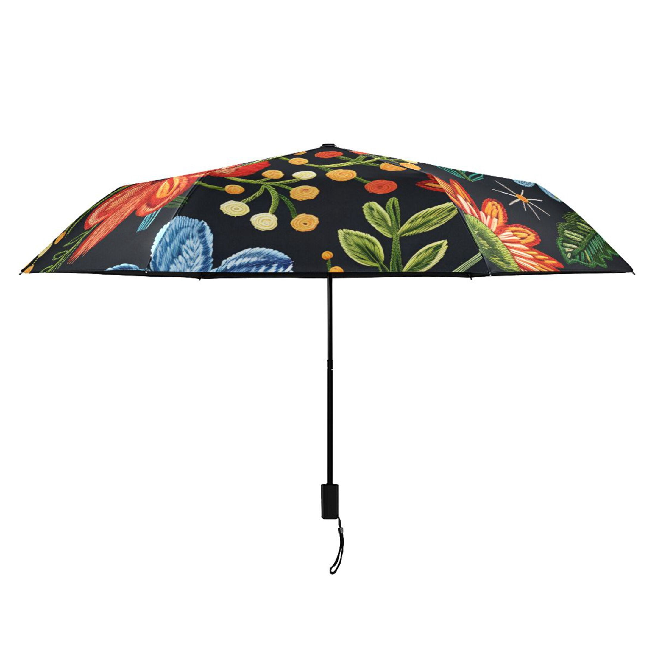 ALAZA Retro Vintage Flower UPF 50+ Compact Folding Umbrella for Rain Travel Umbrella Packable