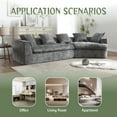 thumbnail image 6 of 3 Seater Boucle Sofa for Living Room, Oversized Comfy Loveseat Sofa with Memory Foam & Rounded Arc Design, L Shape Cloud Thicken Couch Sofa with 5 Throw Pillows for Apartment, Office, Gray, 6 of 7