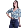 thumbnail image 5 of Moomaya Womens Printed Cotton V-neck Crop Top Elbow Sleeve Summer Clothing Boho Blouse, 5 of 7