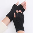 thumbnail image 3 of Women Fingerless Gloves Knitted Solid Color Half Finger Mittens Computer Gloves, 3 of 10