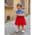 thumbnail image 4 of BemeyourBBs Toddler Little Girl Spring Summer Dress and Cardigan Sets Baby Girls 4th of July Outfit Striped and Stars Printed Sleeveless Tutu Dress Puff Short Sleeve Polka Dot Coat Set, 4 of 9