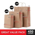 thumbnail image 2 of Stock Your Home Brown Kraft Paper Bags with Handles Variety Pack (450 Count), Recycled Paper Bags for Small Business Owners, Crafts, Christmas Gifts, and More, Brown Paper Bags with Handles Bulk Pack, 2 of 6