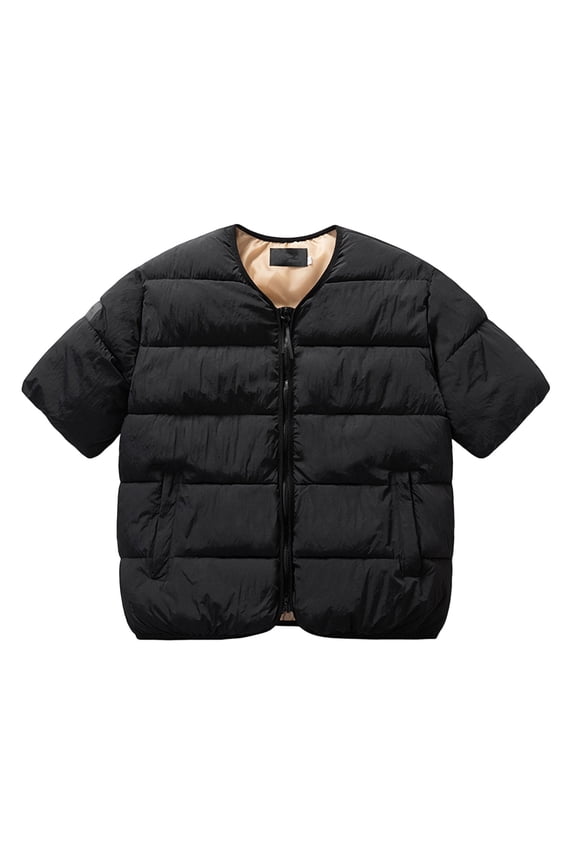 Short Sleeve Shirts for Men, Men's Winter Jacket, Short Sleeve Lightweight Puffer Jacket, Water-Resistant Warm Pockets Jackets, Coats Down Jackets