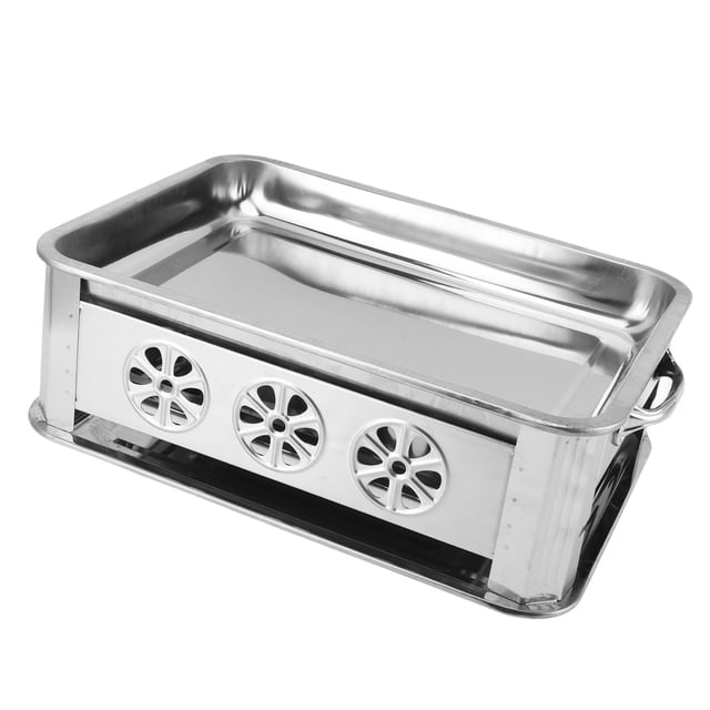 2.2-4.4lb Fish Stainless Steel M Size Fish Baking Pan, Charcoal Alcohol Grilled Fish Stove for Commercial Home Use, Designed in Rectangular Shape for Larger Fish, Evenly Baked Fish