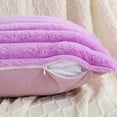 thumbnail image 3 of SURJDE Purple Striped Decorative Throw Pillow Covers 24x24 Inch Set of 2,Square Fall Decorations Couch Euro Pillow Case,Soft Cozy Faux Rabbit & Velvet Back,Modern Home Decor for Bed, 3 of 6