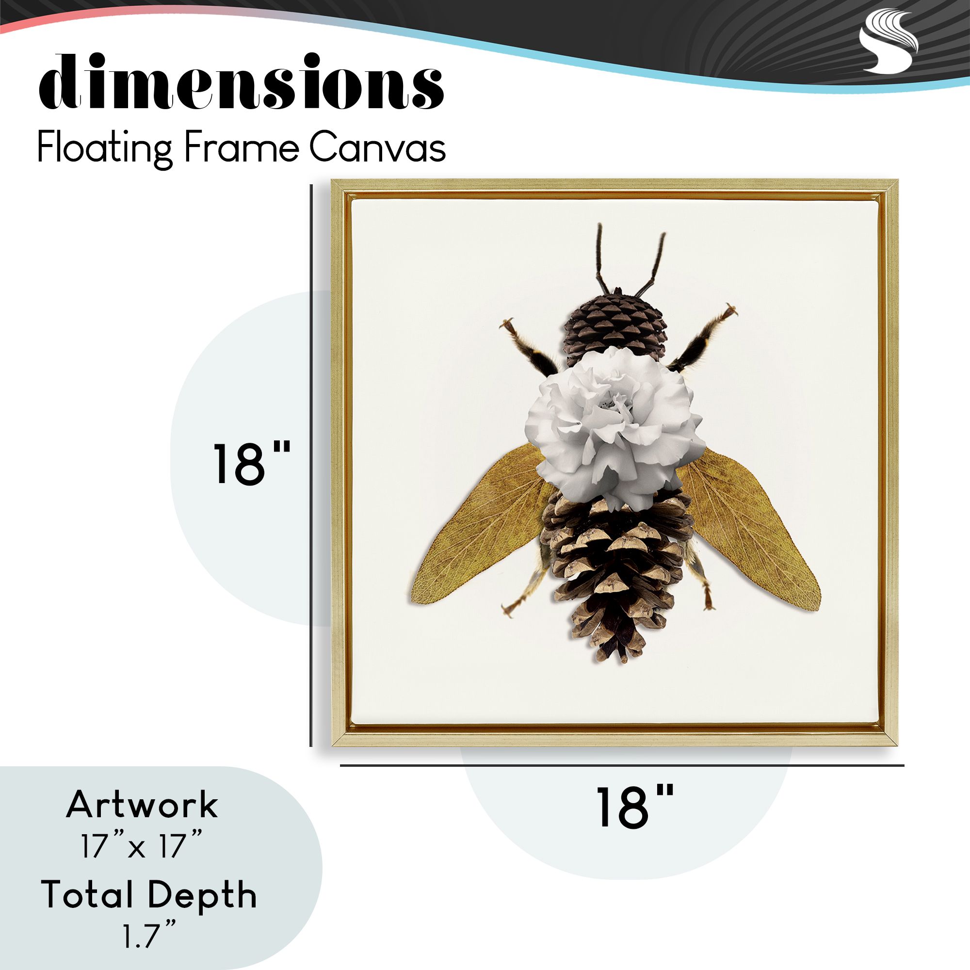 Nature Constructed Bee Gold Framed Floater Canvas Wall Art, design by Sasha