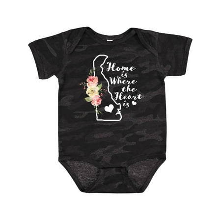 

Inktastic Delaware Home is Where the Heart is with Watercolor Floral Gift Baby Boy or Baby Girl Bodysuit