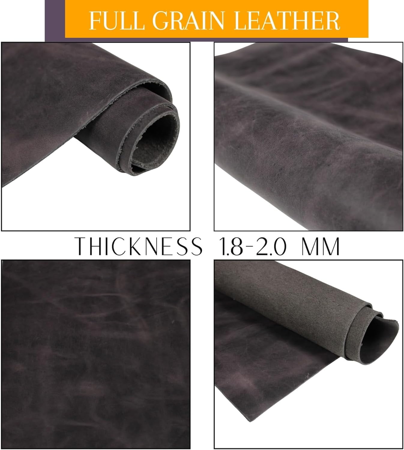 ArtisanCowhides Genuine Crazy Horse Precut Full Grain Leather Sheets-Chocolate Brown 24"x24"