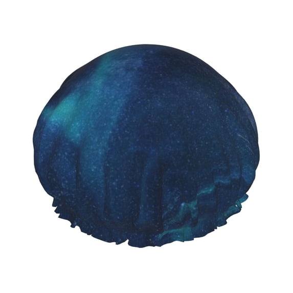 YFYANG Women's Double Waterproof Shower Cap, Mysterious Galaxy Reusable Hair Cap for All Hair Styles and Head Sizes