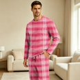 thumbnail image 5 of HAJWOH Men's Long Sleeve Plaid Pajama Set with Elastic Drawstring Waist Pants for Home Loungewear, 5 of 5