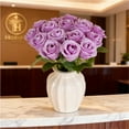 thumbnail image 5 of Artificial Rose Bouquet - Plastic Silk Flowers for Wedding Bouquets & Home Decor, Durable Faux Rose Arrangement, Valentine's Day Bouquet for Gifts & Event Centerpieces, 5.9*13.3in, Purple, 5 of 6
