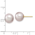 thumbnail image 3 of 14K Yellow Gold 9-10mm Round Purple Fwc Pearl Earrings Made In Canada x90ppu, 3 of 5