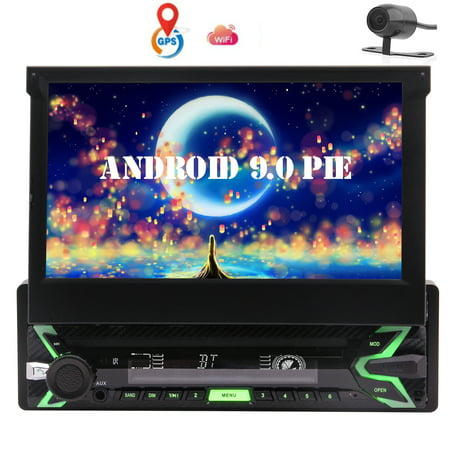 Android 9.0 Single Din Car Stereo GPS Navigation Sat Nav Bluetooth Support Android Mirrorlink Airplay WiFi 4G USB/SD/DAB+ with 7