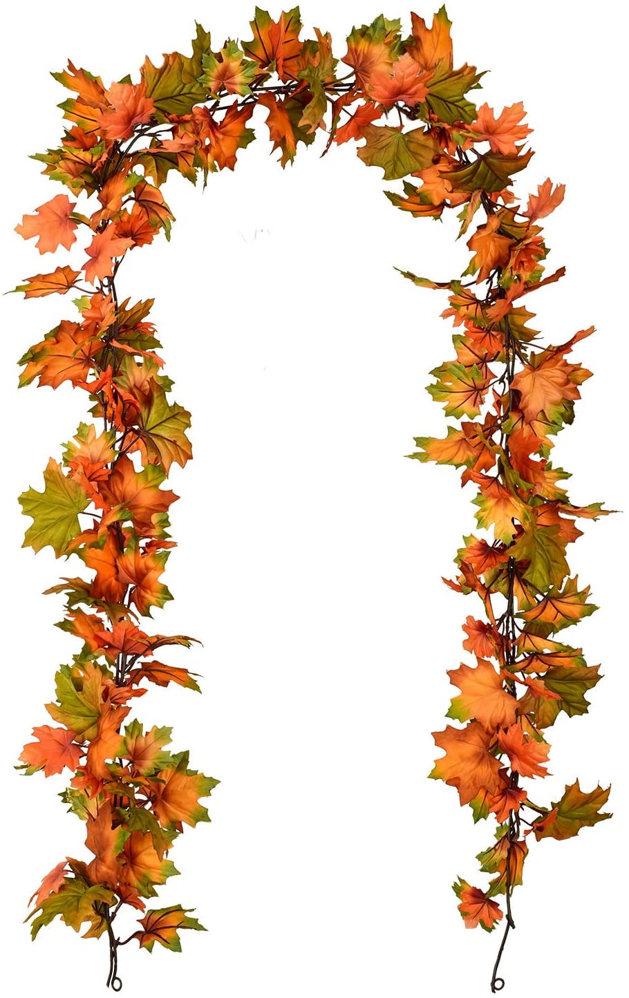 Coolmade Unlit Artificial Foliage Autumn Hanging Fall Maple Leaf Garlands, 2.5' (Multi-color) (2 Count)