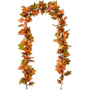 Coolmade Unlit Artificial Foliage Autumn Hanging Fall Maple Leaf Garlands, 2.5" (Multi-color) (2 Count)