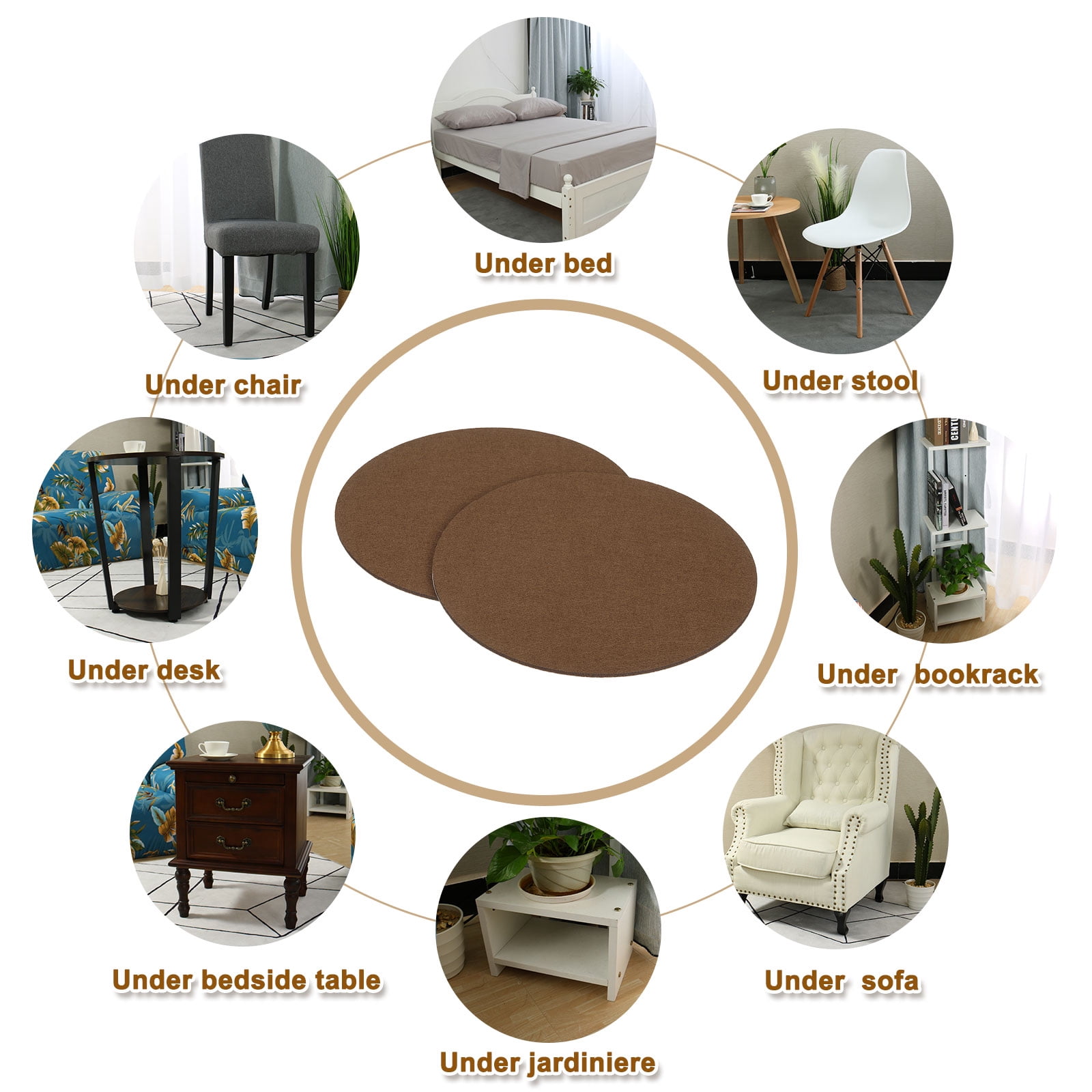 Round Felt Furniture Pads, 10Pack 7.9" Dia x 0.12" Thick Adhesive Backed Felt Non-slip Anti-scratch Felt Pads Chair Leg Protectors for Protecting Hardwood Floor, Brown