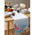 thumbnail image 6 of Octopus Table Runner Cotton Linen 90 Inch Holiday Dresser Scarves, Coastal Starfish Watercolor Blue Ocean Coral Tablerunner for Kitchen Coffee Dining Bedroom Living Room Dinner Scarf Décor 13''x90'', 6 of 9