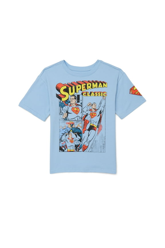 Superman Boys Graphic Retro Print Tee with Short Sleeves, Sizes 4-18