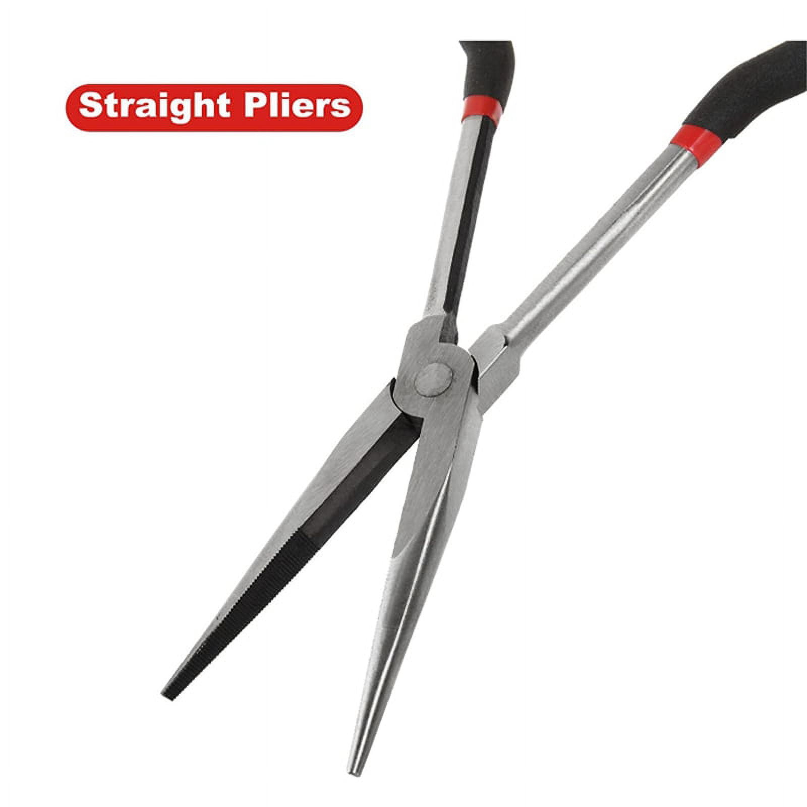 11-Inch Long Needle-Nosed Pliers Include Straight, 45-Degree, 90-Degree and O-Type Pliers