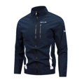 thumbnail image 4 of PNTUTB Men's Fashion Jacket Full Zip Stand Collar Long Sleeve Coat Color Block Casual Comfort Windproof Versatile Outwear with Pockets, 4 of 6