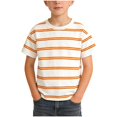 thumbnail image 2 of CYRBOKO Boys Striped T-Shirts, Summer Cotton Casual Pullover Short Sleeve Tops Orange Size 2-3 T, 2 of 5