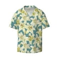 thumbnail image 4 of Uemuo Lilies Flowers Pattern Cotton Linen Short Sleeve Shirts,Casual Lightweight Button Down Shirts,Vacation Beach Summer Tops-X-Large, 4 of 7