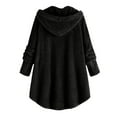 thumbnail image 5 of Winter Coats for Women Zpanxa Women Plus Size Button Plush Tops, Hooded Loose Cardigan Wool Coat, Casual Plush Jacket Outwear Dark Black XL, 5 of 5