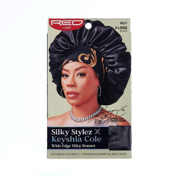 Red by Kiss Silky Stylez X Keyshia Cole Wide Edge Silky Bonnet X-Large Black (HQ21)