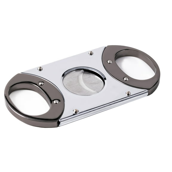 2-Tone Polished Cigar Cutter - 56 Ring Gauge - Gun Metal & Silver