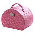 thumbnail image 1 of Benzara BM240928 Travel Jewelry Case with 2 Drawer Storage & Wavy Textured Pattern, Pink, 1 of 5