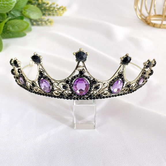 NIAIZEK Tiaras Crowns Women Rhinestone Crown Black Zinc Alloy 1Pack Carnival