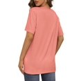 thumbnail image 4 of Womens V Neck Short Sleeve T Shirts Summer Tops Casual Loose Tees Trending Now S-5XL Pink 4XL, 4 of 6