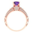 thumbnail image 4 of 1.99 ct Brilliant Round Cut Natural Amethyst 14k Rose Gold Solitaire with Accents Engagement Bridal Wedding Ring Band Set size 10, 4 of 7