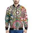 thumbnail image 3 of Chaqueta con estampado 3D de mandala bohemio para hombre, sudadera con estampado floral de primavera y otoño, abrigos de manga larga con cremallera y estilo aviador, 3 of 5