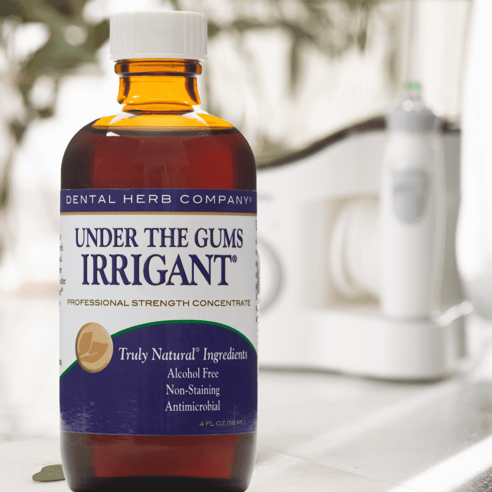 Dental Herb Company Under The Gums Irrigant: A Solution for Oral Irrigators and Water Flossers - Made with Pure Essential Oils and Herbs - Alcohol-Free, Vegan, non-GMO
