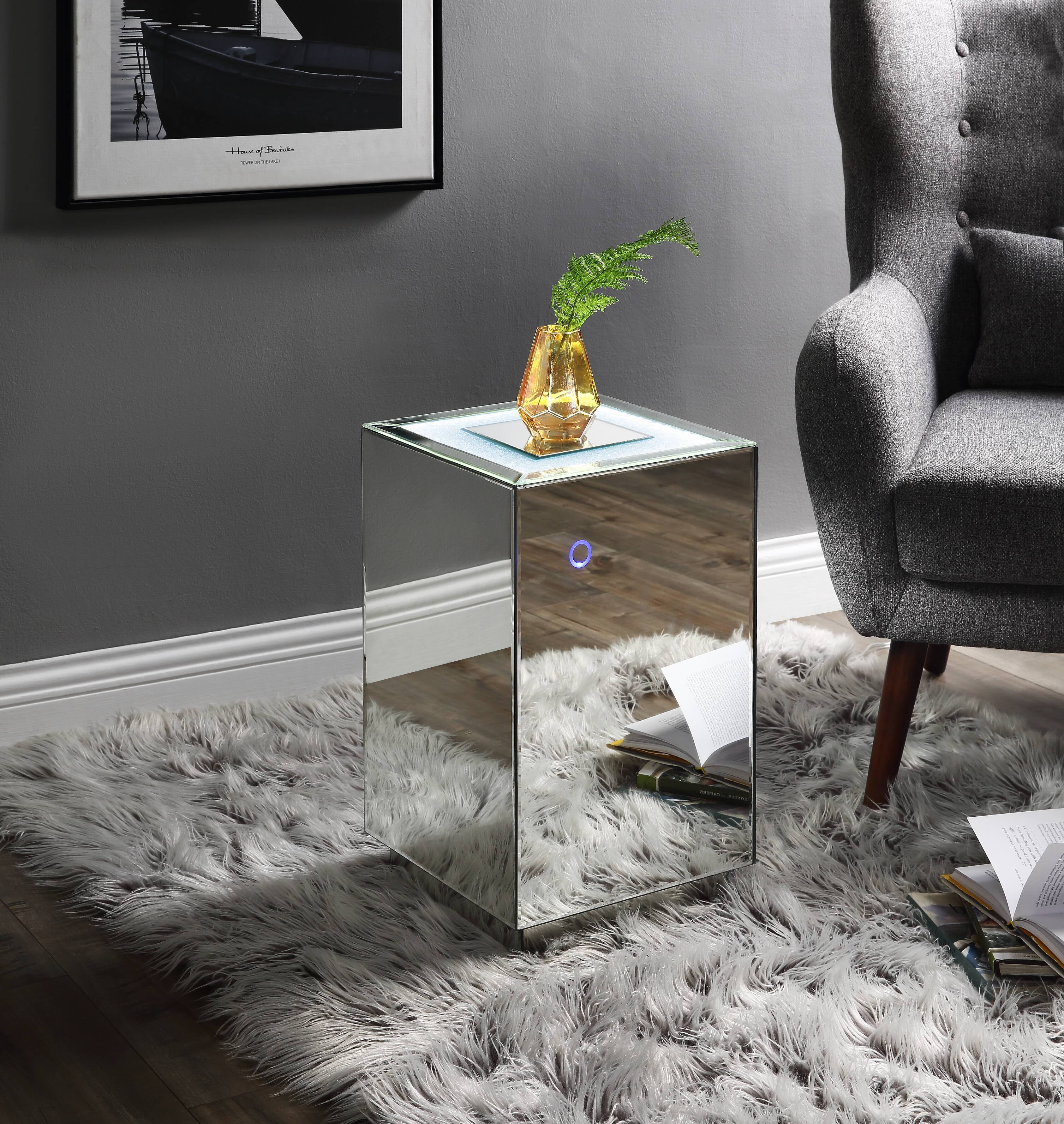Chelsea Lane Mirror End Table With, Chelsea Lane Mirror End Table With Drawer Chrome