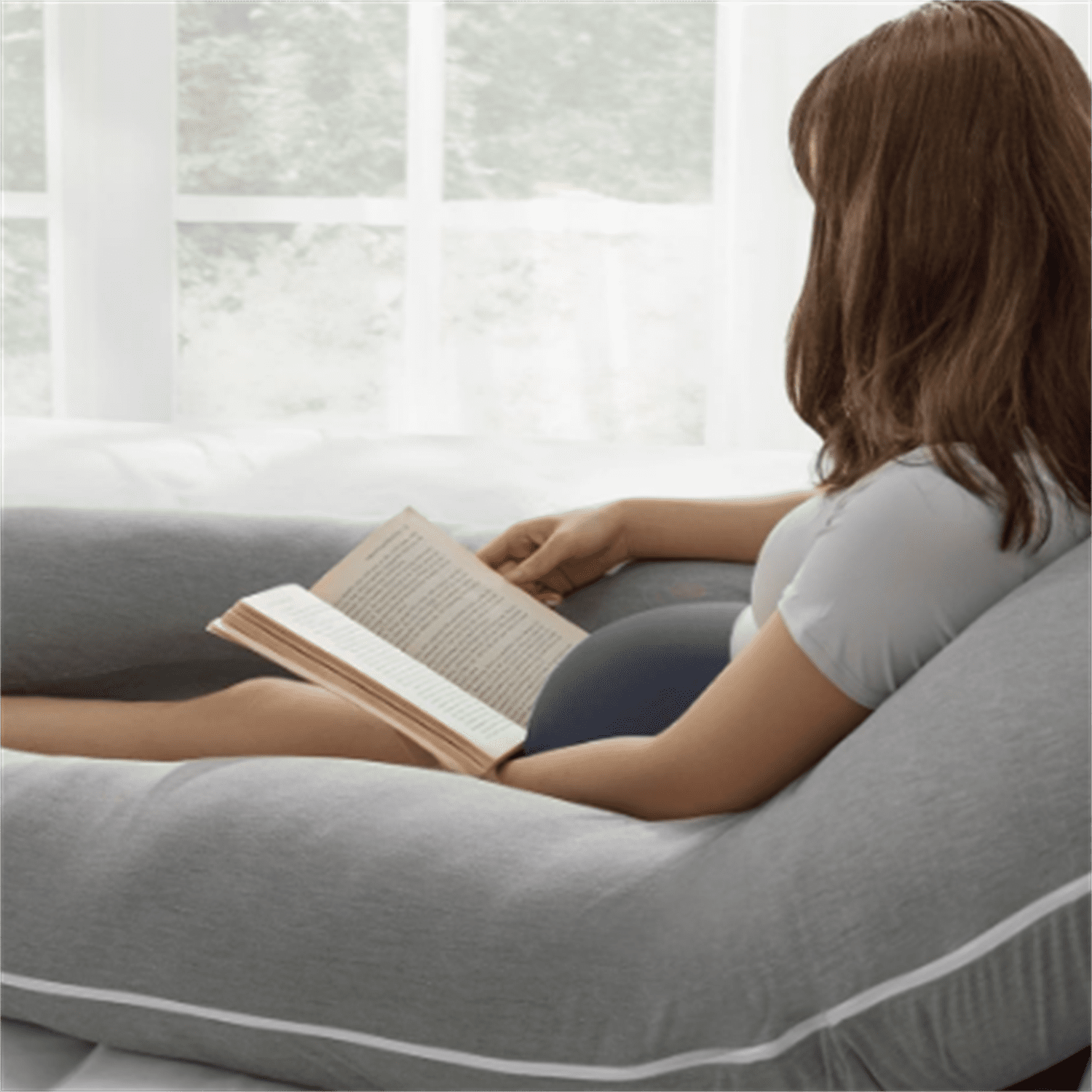 Pregnancy Pillows, Cooling Maternity Pillow for Sleeping, 55in U Shaped Body Pillow for Pregnant Support, with Removable Silky Cover, Gray