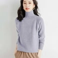 thumbnail image 3 of Levmjia Women's Sweaters Long Sleeve Pure Color Knitted Top Fashion Casual Shoulder Turtleneck Knitwear Blouse, 3 of 4