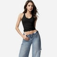 thumbnail image 5 of Women's Strappy Back Fitted Tank Top with Scoop Neck - Large, Black, 5 of 6