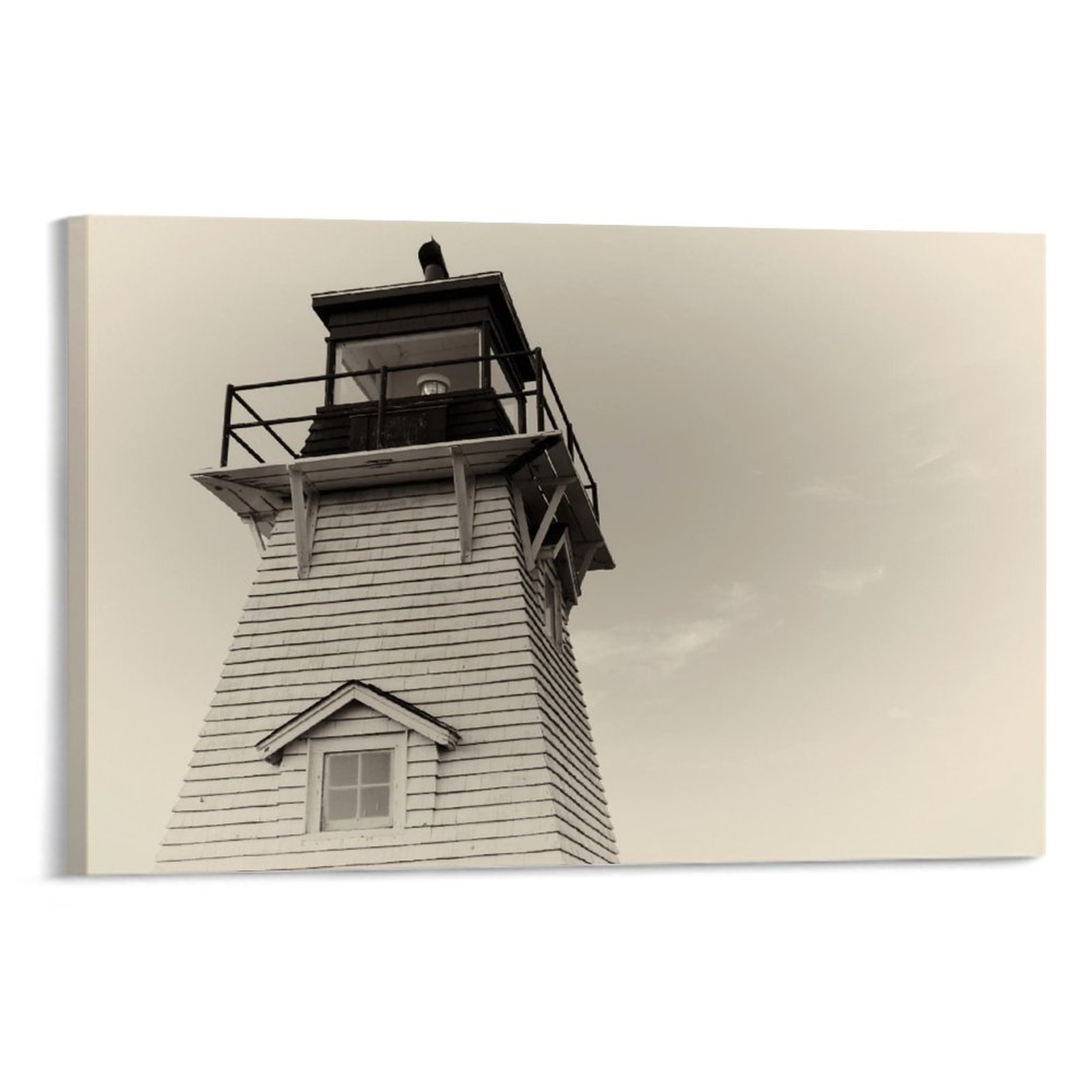 Picture of Lighthouse Canvas Wall Art with Framed, Horizontal Version